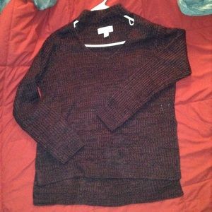 Maroon Knitted high low v neck sweater
